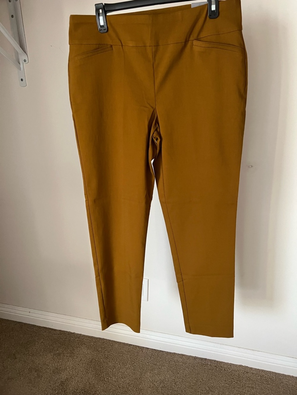 Van Heusen women Slim Fit Pull-On Pants in Mustard Brown size 14